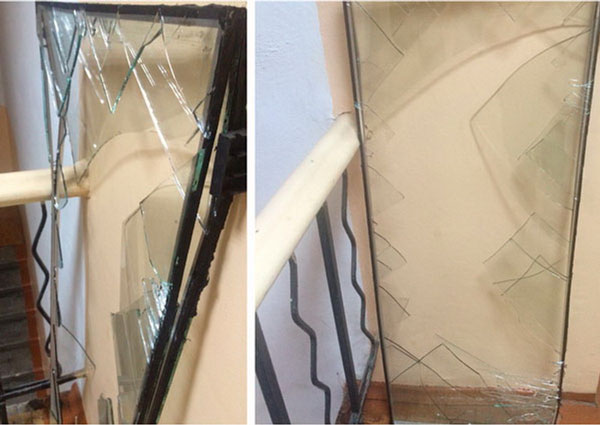 Рис. 11. Фото разрушенного стеклопакета в Иркутске, октябрь 2014 г.  (фото хозяина квартиры).