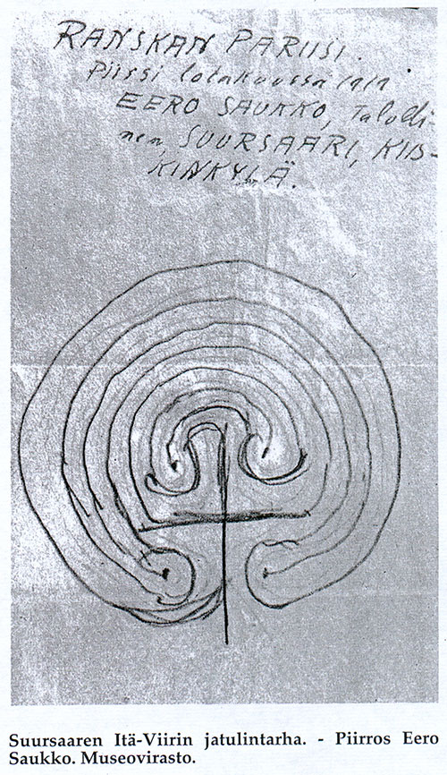 Рис. 7. Лабиринт на острове Южный Виргин, зарисованный Eero Saukko в 1919 году [9, 65–67].