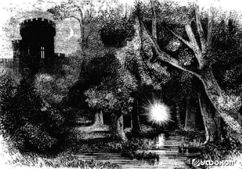 Призрачный огонь. Гравюра из книги Томаса Милнера «Галерея природы» (1845).