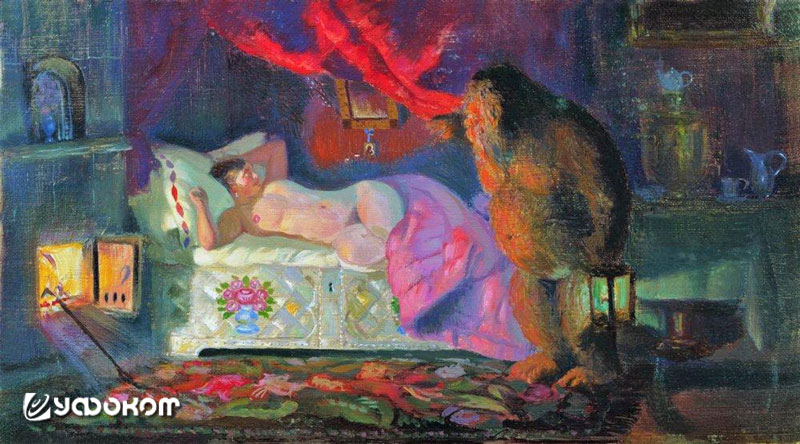 «Купчиха и домовой» Бориса Кустодиева (1922 год).