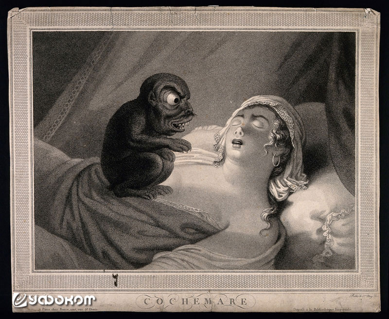 «Кошмар» французского гравера Жана Пьера Симона (1810 год). «Кошмар» французского гравера Жана Пьера Симона (1810 год).