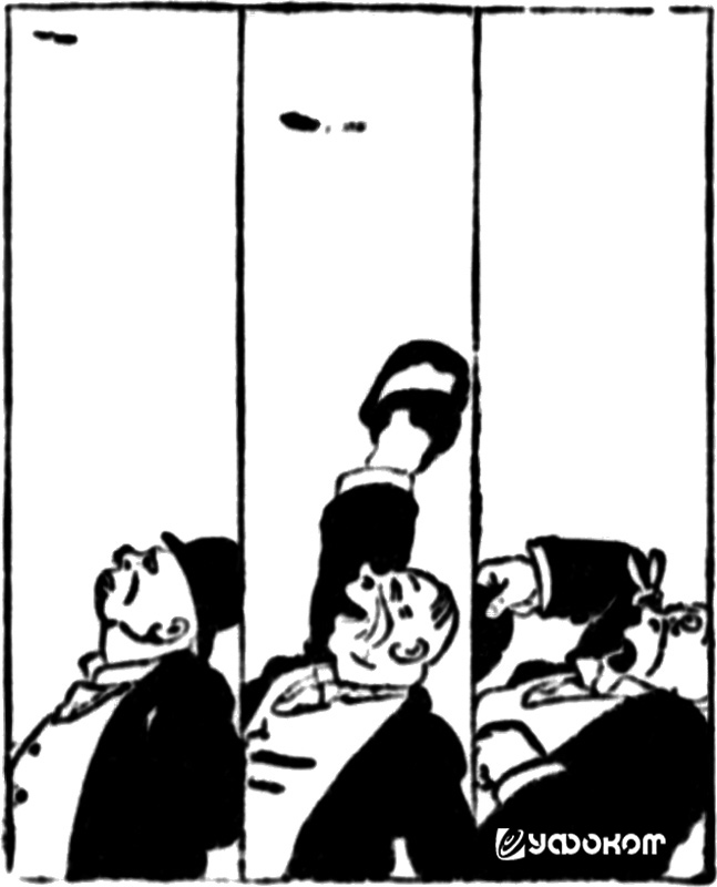 Шутка о дирижаблях из газеты «Aftenbladet» за 27 августа 1910 года: «Эта маленькая штучка там наверху – это дирижабль! – Ура! Он приближается! – Черт возьми, он приземлился!!!»