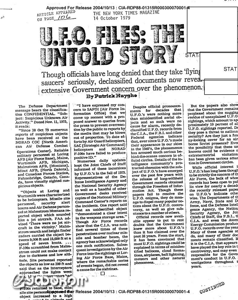 Копия статьи «The New York Times» из дела ЦРУ. (Рассекречено согласно FOIA). Копия статьи «The New York Times» из дела ЦРУ. (Рассекречено согласно FOIA).