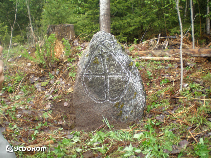 Рис. 1. Камень около хутора Сиполи в Лимбажской волости. Фото автора, 2008 год.