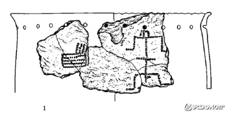 Рис. 3. Антропоморфная фигура на керамике из д. Юровичи Калинковичского района [21; 7, рис. 4.1].