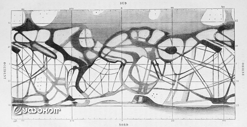 Каналы Марса. Из книги Камилла Фламмариона «Les Terres du Ciel» (Paris, 1884).