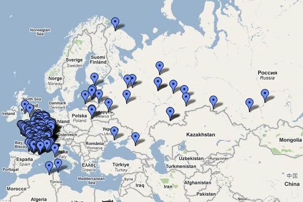 Расположение постов на территории Европы