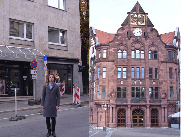 Рис. 6.  Слева – автор статьи, рядом с местом, где раньше располагался дом Герстмана;  Справа – ратуша г. Дортмунд (октябрь 2013).