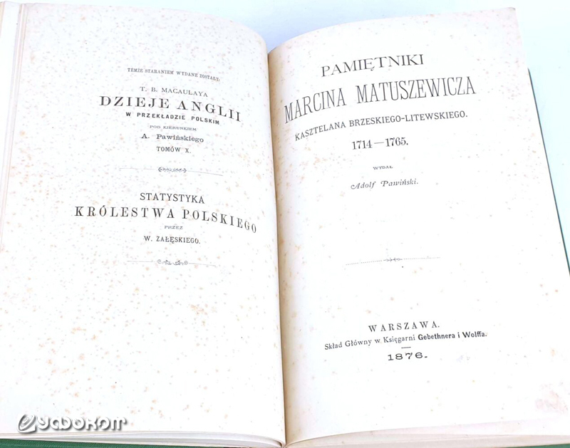 Мемуары Матушевича, титульная страница. Источник: www.antyksobieski.pl.