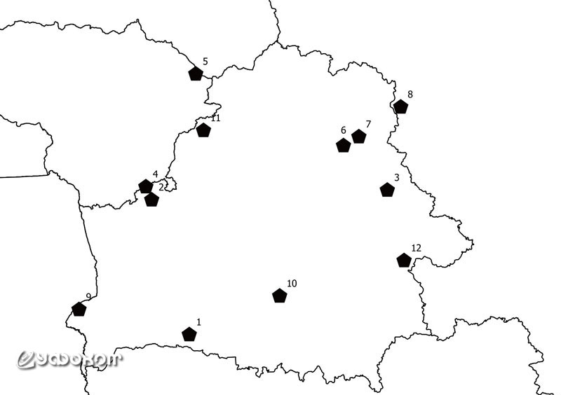 Карта. Миражи, зафиксированные на территории Республики Беларусь. 