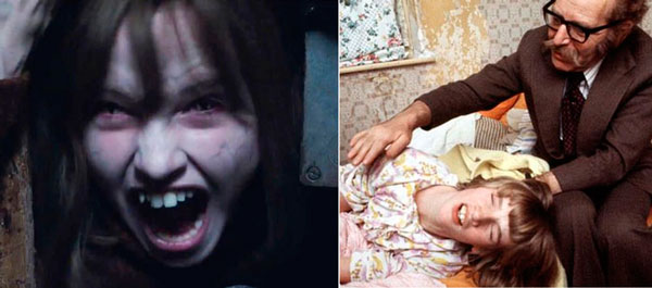 Реальная Джанет проявляла признаки "демонической одержимости" (справа), что также нашло отражение в киноэкранизации (слева).