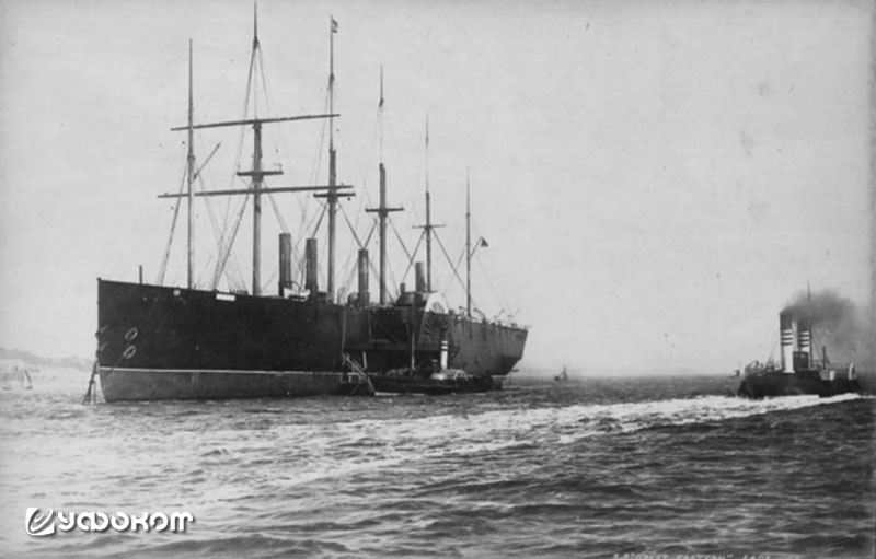 «Great Eastern» на фоне обычных кораблей середины XIX века.