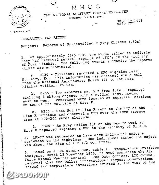 Документ из архива NMCC об инциденте в Форте-Ритчи. (Рассекречено согласно FOIA). Документ из архива NMCC об инциденте в Форте-Ритчи. (Рассекречено согласно FOIA).