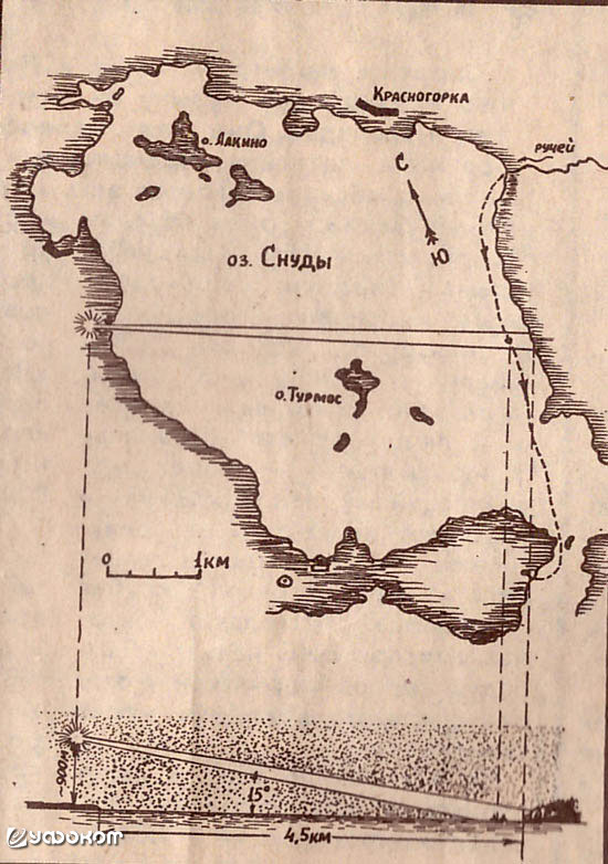 Карта района, где состоялся контакт с НЛО. Рис. В. Овчаренко.