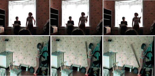 Рис. 2.6. Некоторые скриншоты с видеокамер, где Кристина имитирует действия полтергейста.