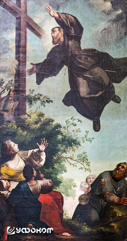 Левитация св. Иосифа. Роспись на стене церкви в Виченце, Италия. 