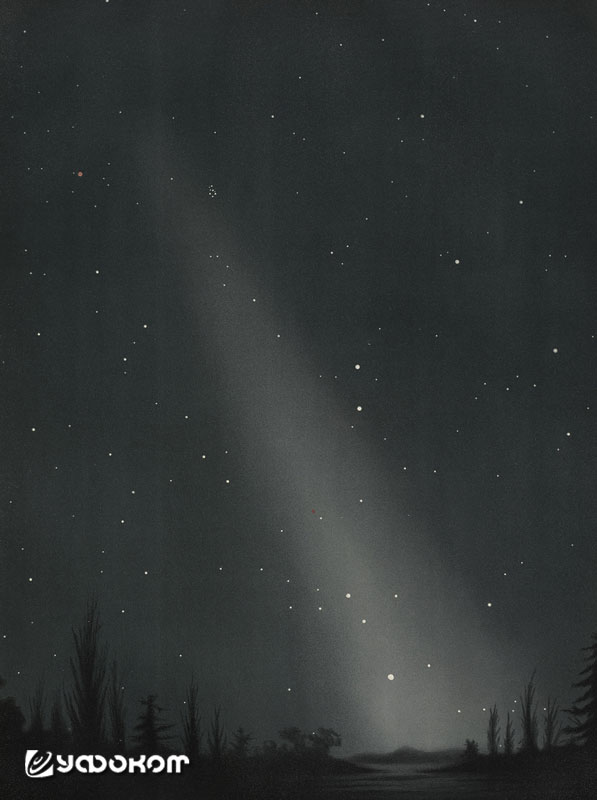 Зодиакальный свет. Рисунок астронома Этьена Трувело. 