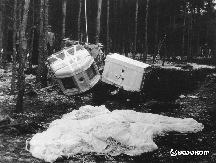 Подвеска и парашют американского воздушного шара фоторазведки WS-119L, найденные на территории Чехословакии в 1956 году. Фото из архива Министерства иностранных дел Чешской Республики (AMZV).