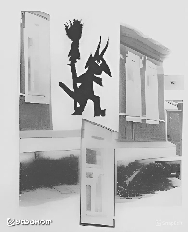 Модифицированная версия еще одной иллюстрации из статьи З. Чубукиной и С. Чубукина «Кошмар на улице ВЧК». Тенденция изображать подобных персонажей на рисунках, имеющих отношение к полтергейсту и другим аналогичным феноменам, появилась очень давно.