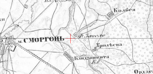 Фольварк Завель на карте второй половины XIX века.