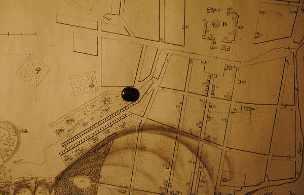 Фрагмент плана г. Пензы 1845 г. с отмеченным на нем домом, где проживала семья Ключевского.