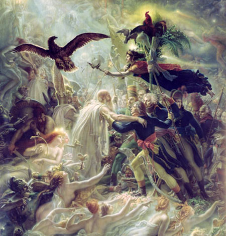 Картина художника Анн-Луи Жироде-Триозона, изображающая Оссиана, приветствующего французских героев