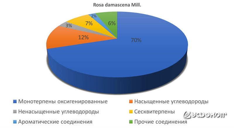 Состав розового масла, экстрагируемого из растения Rosa damascena (адаптировано из [17]).