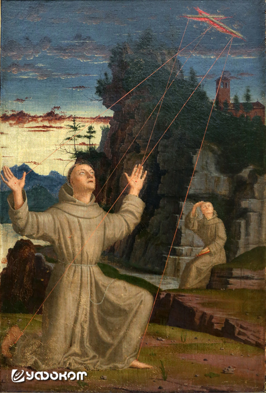 Рис. 11. Стигматизация св. Франциска, худ. Франческо Мороне, ок. 1517 года.