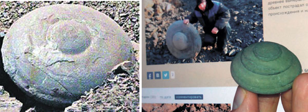 Слева - диск, обнаруженный в поселке Хуангу (провинция Цзянси, Китай), справа - минидиск с Таймыра.  