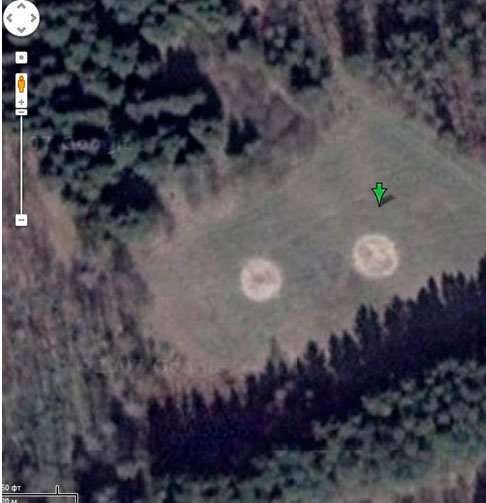Рис. 2. Неидентифицированные округлые участки на полях, выявленные нами на спутниковых фотоснимках.
