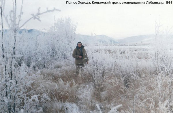 На полюсе холода... Меховую шапку в дороге приходилось снимать - во время хотьбы голову хорошо греет обычная шапочка. А вот фотоаппарат приходилось прятать за пазуху. На морозе ниже   -40 фото и видеоаппаратура не работает!!!