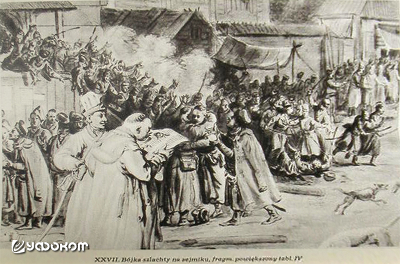 Дебаты шляхты на сеймике. Ян Петр Норблин, 1750 год.