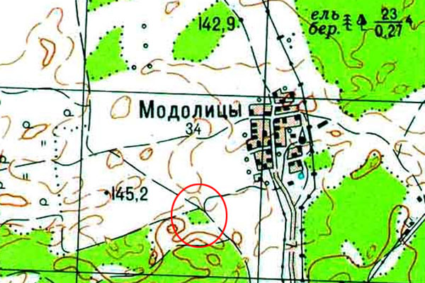 Рис. 5. Карта 1970-х годов. Роща отмечена отдельно от леса.