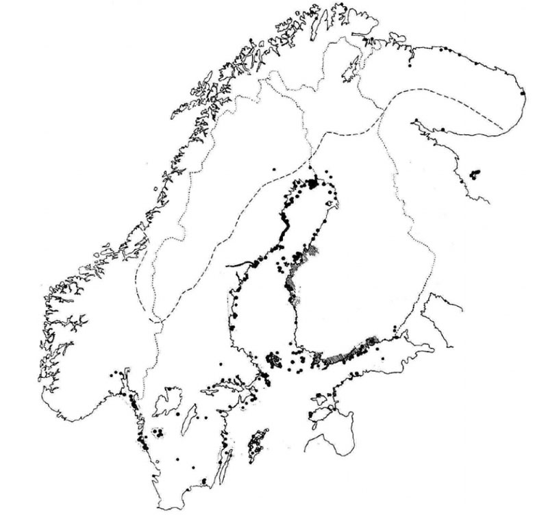 Карта лабиринтов Фенноскандии. По данным Джона Крафта.