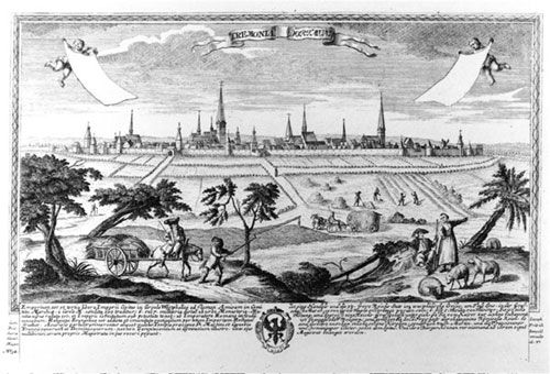 Рис. 2.  Вид на Дортмунд, примерно в 1735 г. (автор Леопольд Джозеф Фридрих).