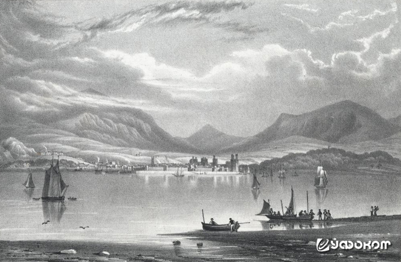 Город Карнарвон (в валлийской транскрипции Кэрнарфон) в начале XIX века.