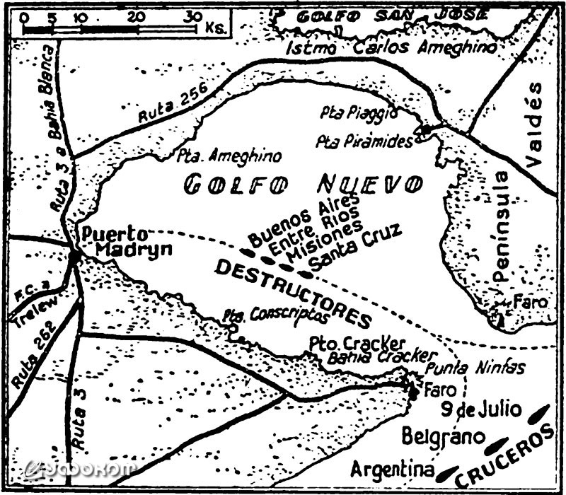 Схема военных маневров, опубликованная в газете «La Nacion» от 24 мая 1958 г. 