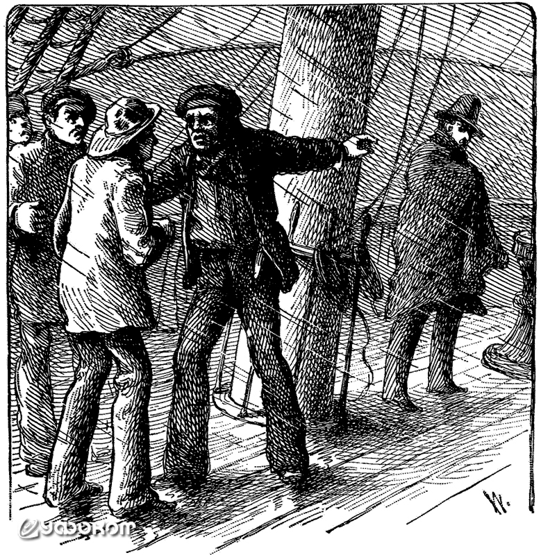Моряки заподозрили пассажира в том, что он является "Ионой". Гравюра XIX века.