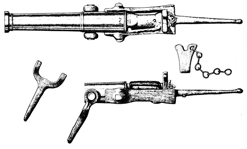 Малокалиберная пушка XVI века на поворотной втулке. 
