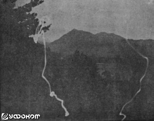 Август 1893 года, где-то в Швейцарии. Странный светящийся след, полученный при выдержке в один час. Фото Р. Л. Левингстона.