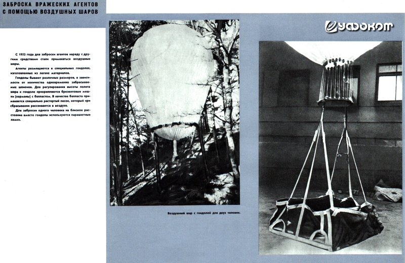 «Заброска вражеских агентов с помощью воздушных шаров» – плакат из советского альбома наглядных пособий «Быть бдительными!» (М.: Госполитиздат, 1963).