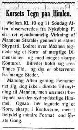Небесный крест может появиться в любое время суток. «Bornholms Tidende», 27 июля 1934 года.