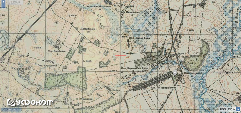 Хутор Вербники и поселок Вербники на картах РККА (250 м) 1930-х годов.