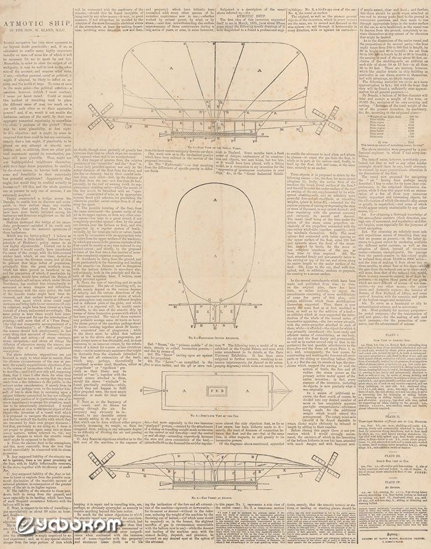 Чертежи дирижабля Уильяма Блэнда («The Empire», Sydney, Feb. 25, 1860, p. 5). Чертежи дирижабля Уильяма Блэнда («The Empire», Sydney, Feb. 25, 1860, p. 5).