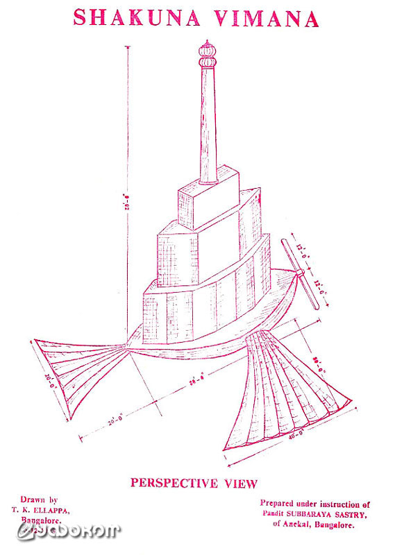 Шакуна-ваймана (оригинальный чертёж Т.К. Элаппы из издания 1959 года).