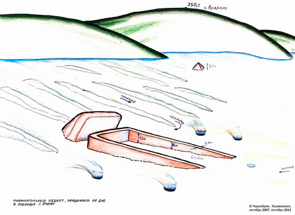 Прямоугольный объект, найденный на дне у подножья г. Арарат (рис. В. Черноброва).